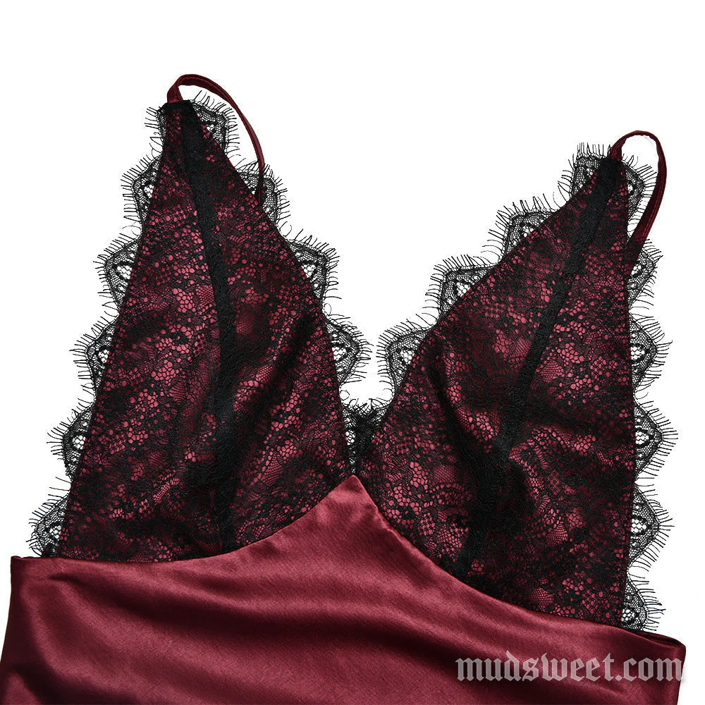 Lace hem v neck zip-up satin cami maxi dress - Image 9