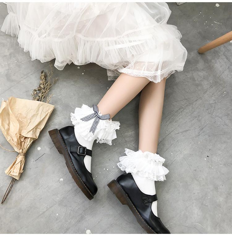 Lace ruffle bowknot long socks - Image 2