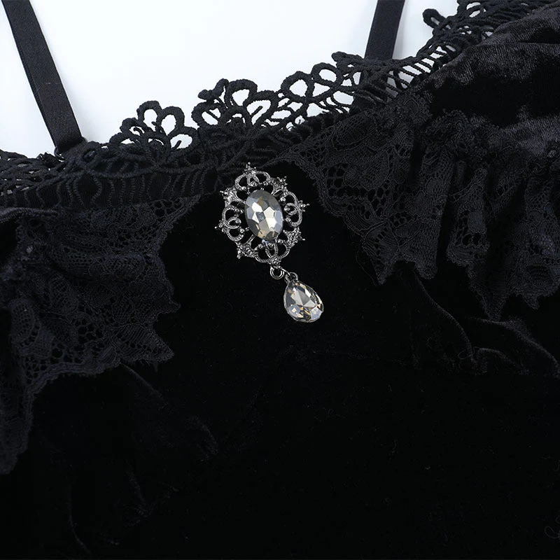 Lace long sleeve off shoulder velvet maxi dress - Image 7