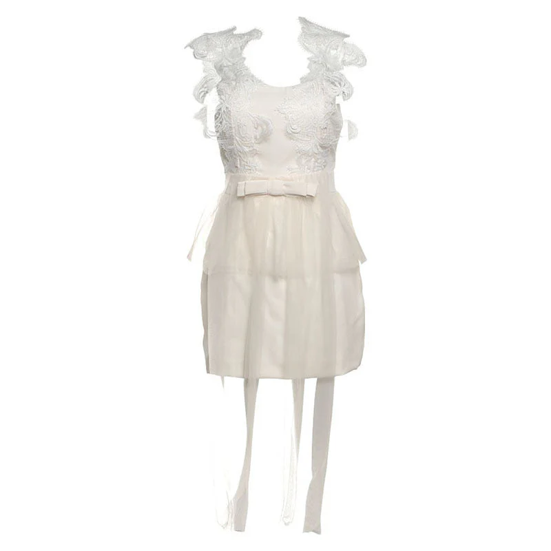 Lace ruched mesh backless mini dress - Image 2