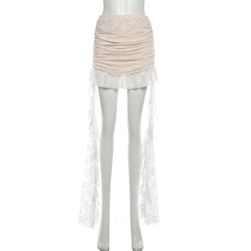 Lace ruched ruffle maxi skirt - Image 5