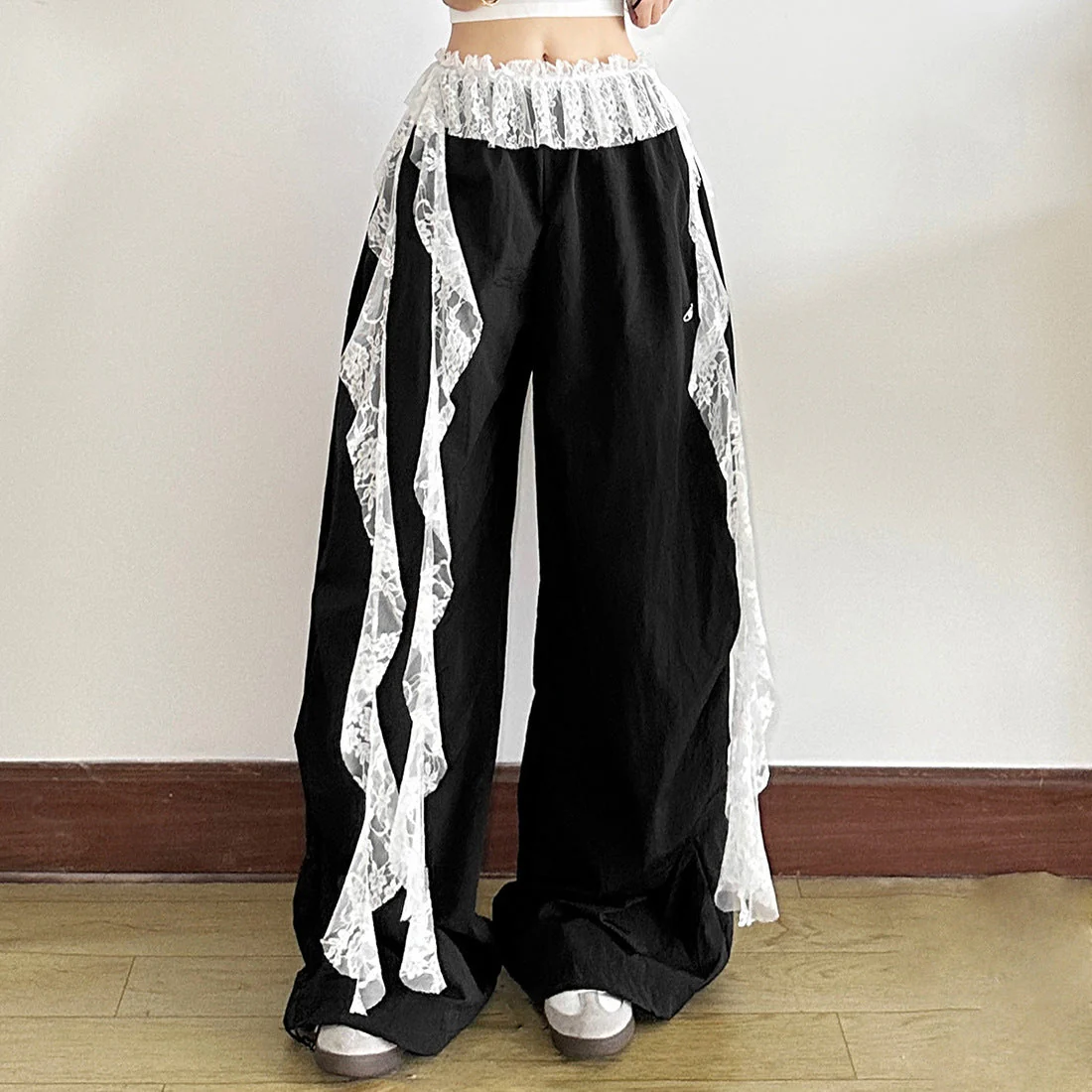 Lace ruffle ruched decor belt
