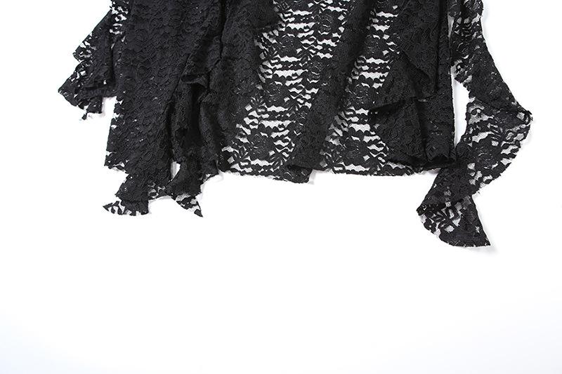 Lace ruffle solid irregular maxi skirt - Image 9