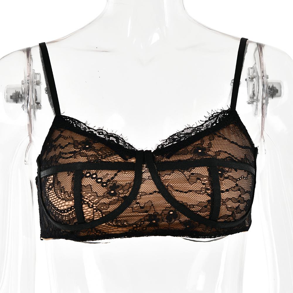 Lace see through v neck contrast cami maxi skirt set - Image 7