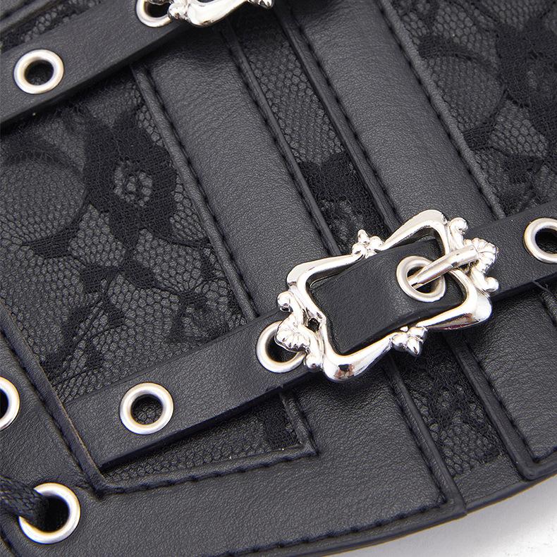 Lace up buckle ruffle contrast corset - Image 4