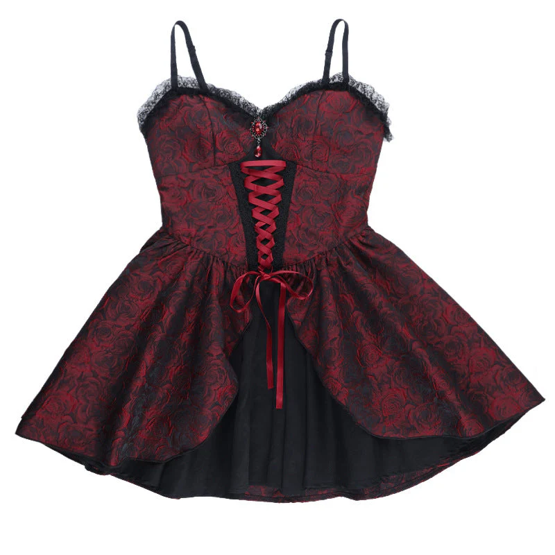 Lace up ruffle zip-up cami mini dress - Image 6