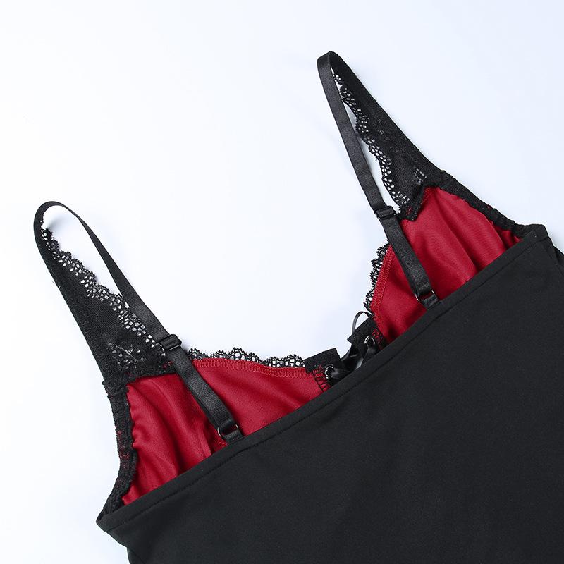 Lace v neck contrast lace up backless crop top goth Alternative Darkwave Fashion goth Emo Darkwave Fashion - Image 10