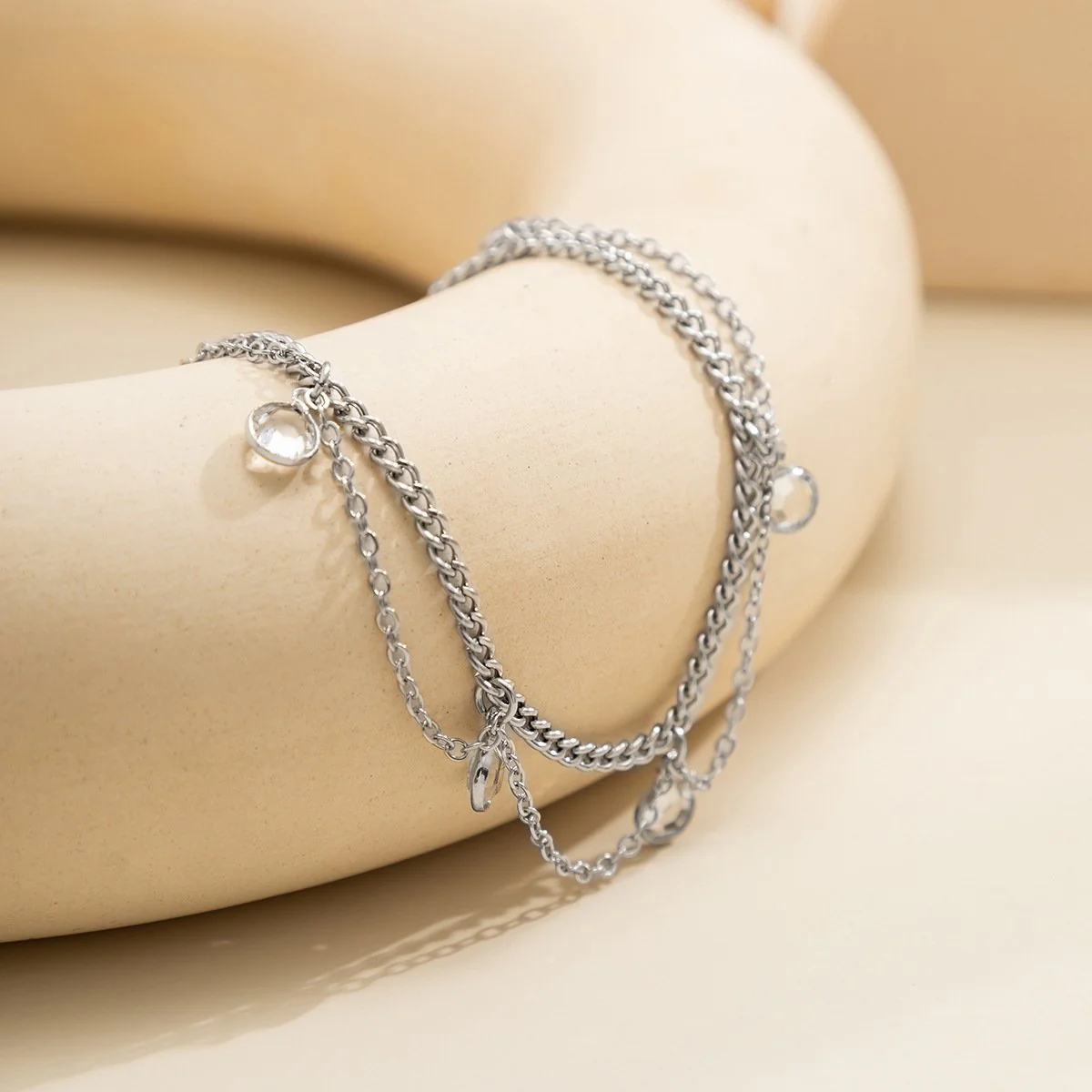 Layered stone pendant anklet - Image 3