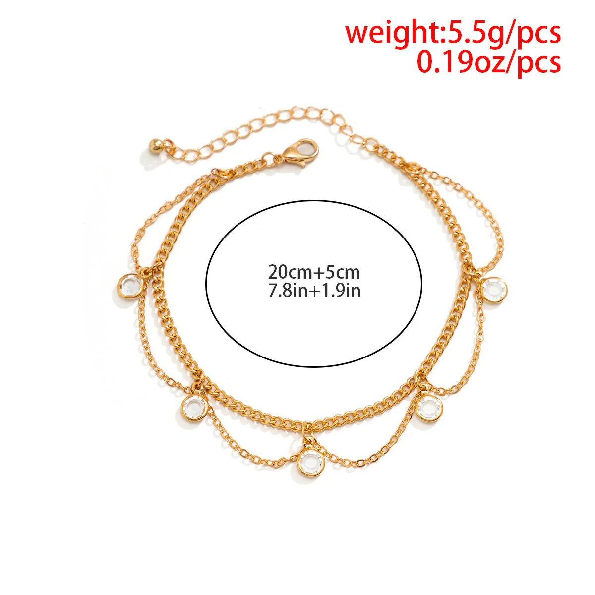 Layered stone pendant anklet - Image 4