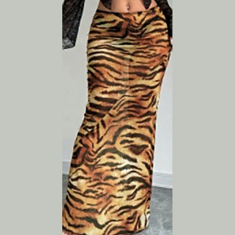 Leopard print chiffon see through maxi skirt - Image 4