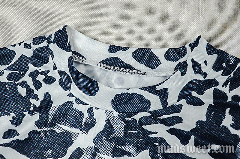 Leopard print long sleeve crewneck mini dress - Image 6
