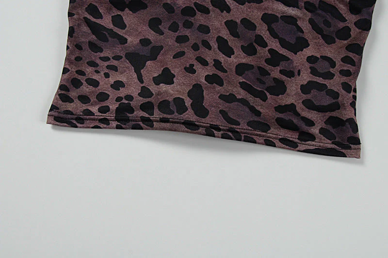 Leopard print off shoulder lace up maxi skirt set - Image 6