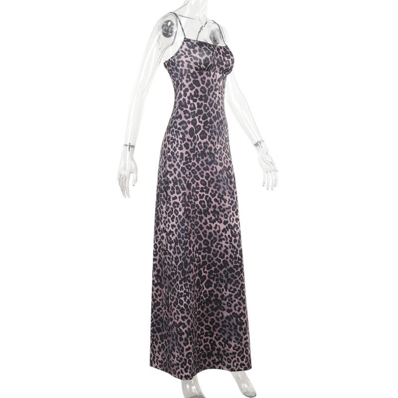 Leopard print square neck backless cami maxi dress - Image 3