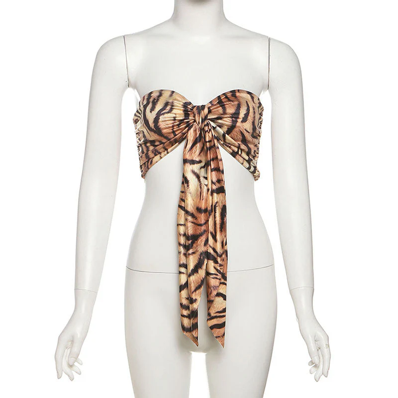 Leopard print sweetheart neck tube top - Image 2