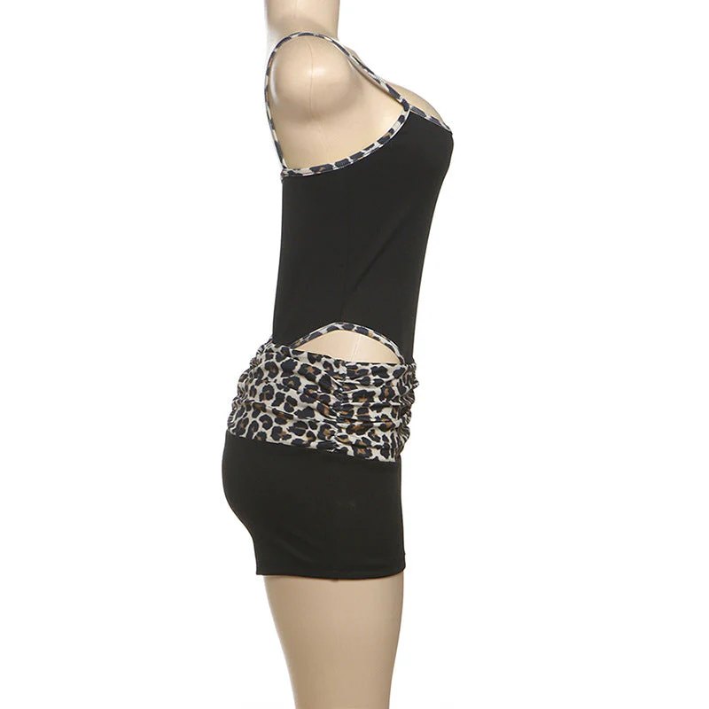 Leopard print u neck 2 piece cami short pant set - Image 3