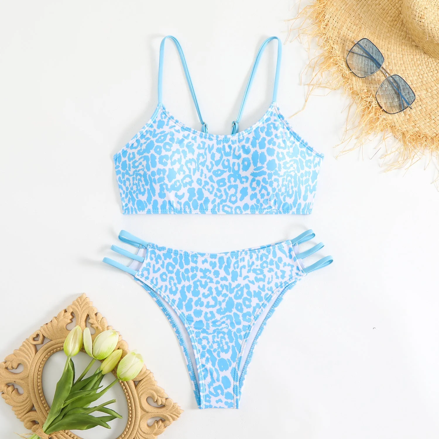 Leopard print u neck o ring cami one piece swimwear - Image 6