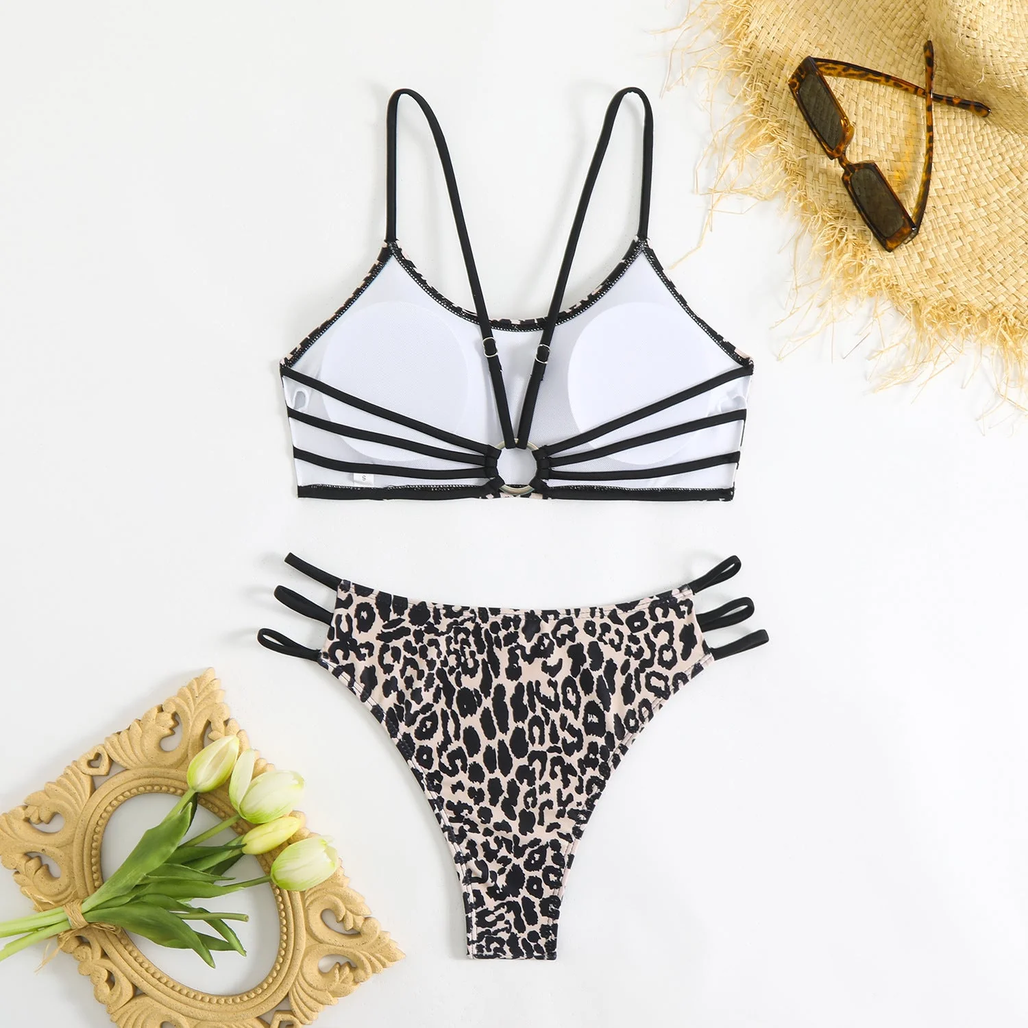 Leopard print u neck o ring cami one piece swimwear - Image 8