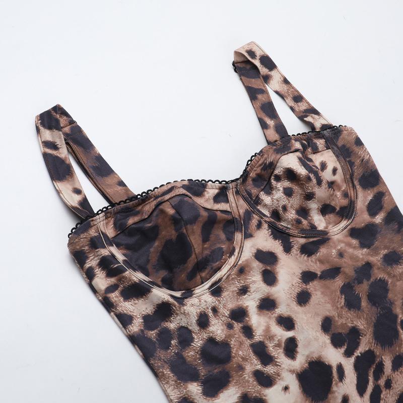 Leopard print v neck backless tank jumpsuit - Image 5