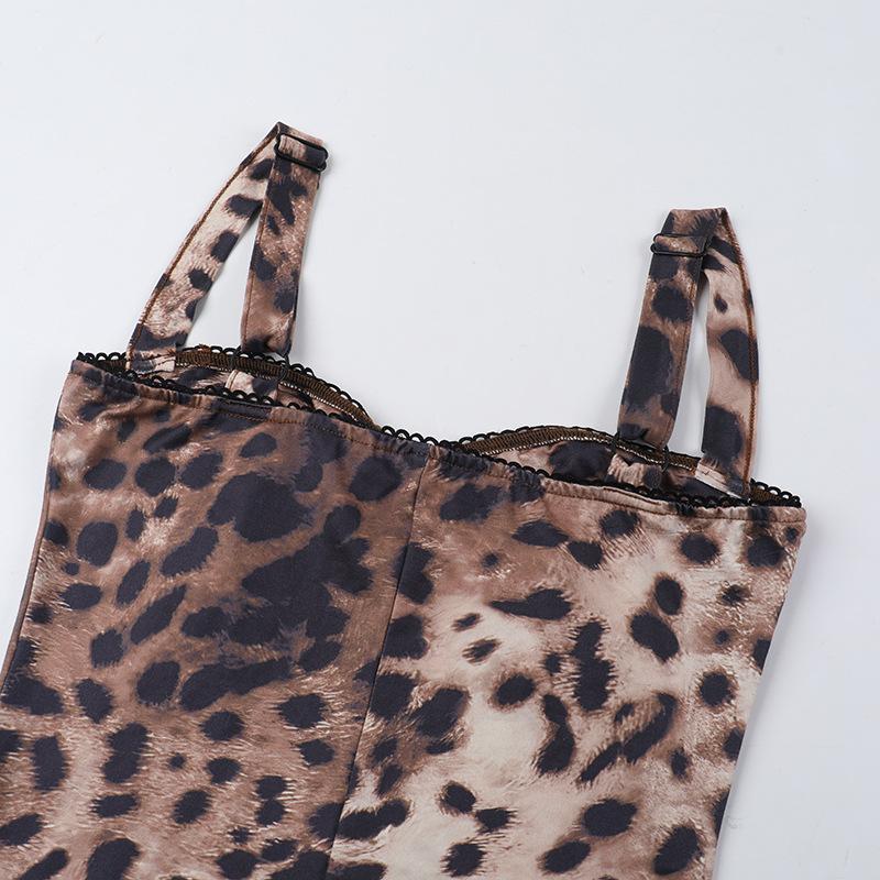 Leopard print v neck backless tank jumpsuit - Image 7