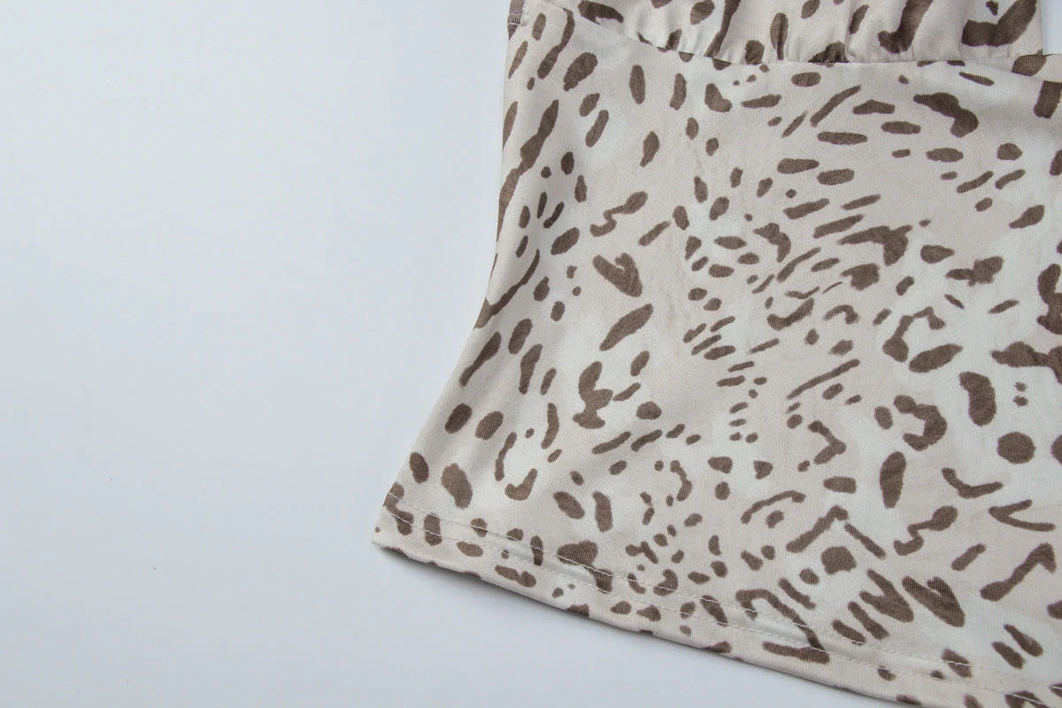 Leopard print v neck halter backless top - Image 7