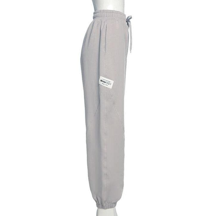 Letter embroidered cotton sweat pant y2k 90s Revival Techno Fashion - Image 4
