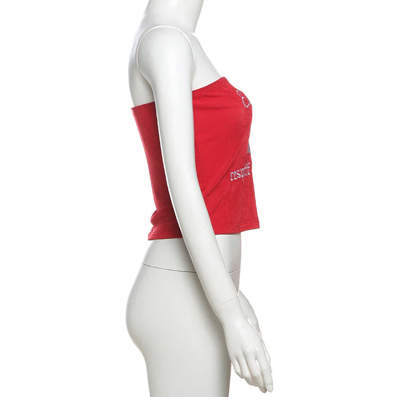 Letter embroidery backless tube top - Image 5
