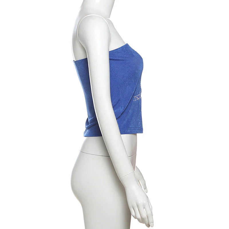 Letter embroidery backless tube top - Image 8
