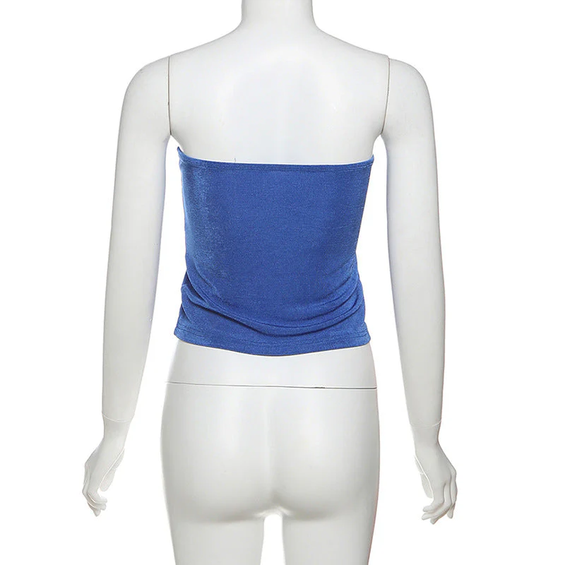 Letter embroidery backless tube top - Image 9