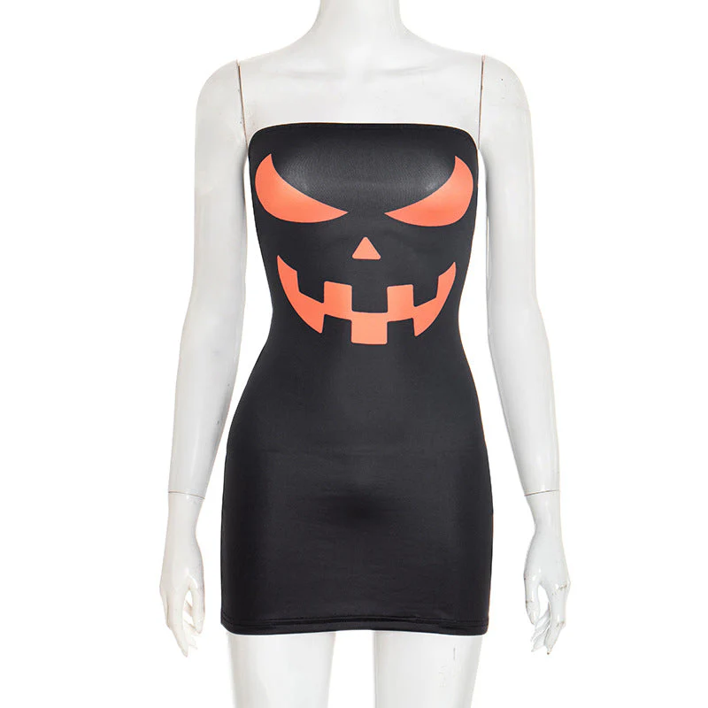 Letter print contrast backless tube mini dress - Image 4