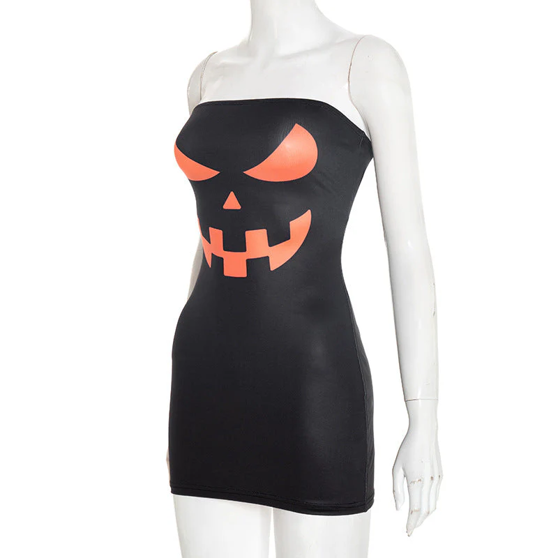 Letter print contrast backless tube mini dress - Image 5