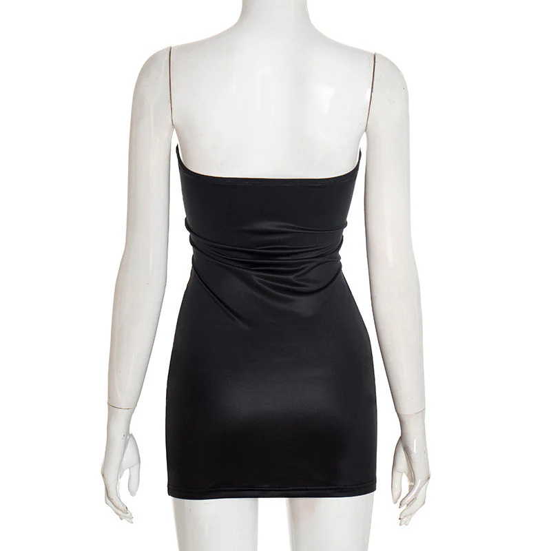 Letter print contrast backless tube mini dress - Image 6