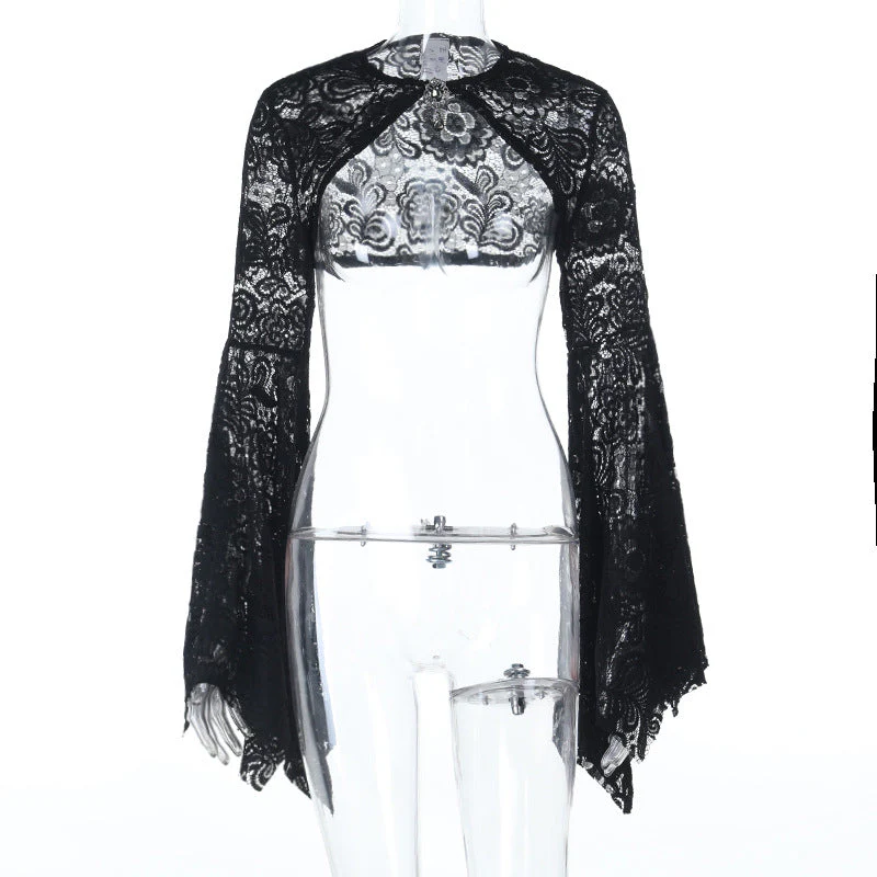 Long flared sleeve lace shrug top - Image 3