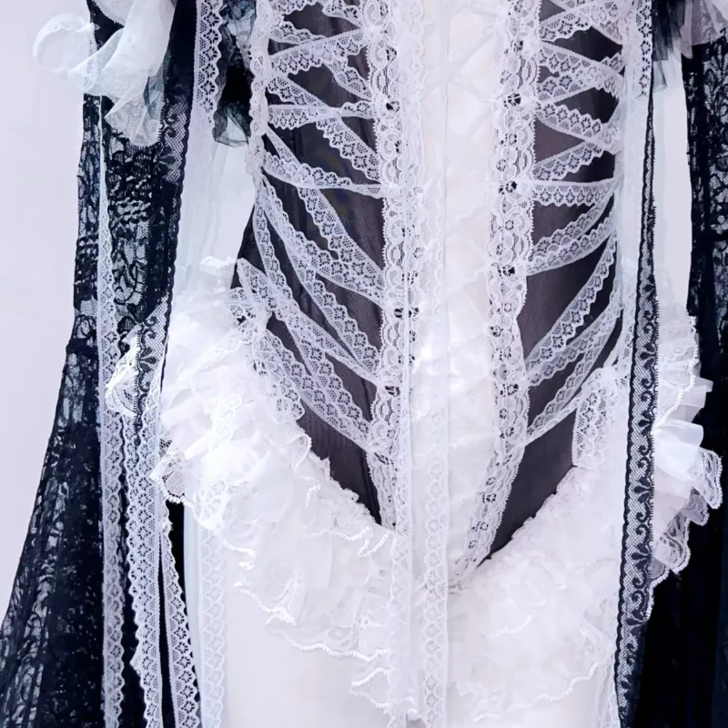 Long flared sleeve ruffle lace bowknot bodysuit - Image 3