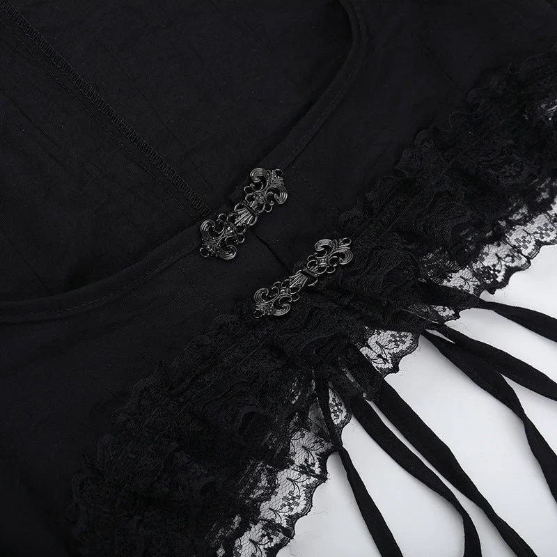 Long flared sleeve lace hem shrug top - Image 4