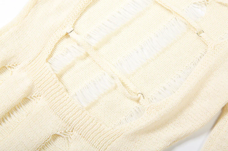 Long sleeve backless knitted hollow out maxi dress - Image 6