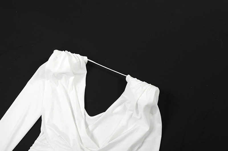 Long sleeve cowl neck ruched solid maxi dress - Image 6