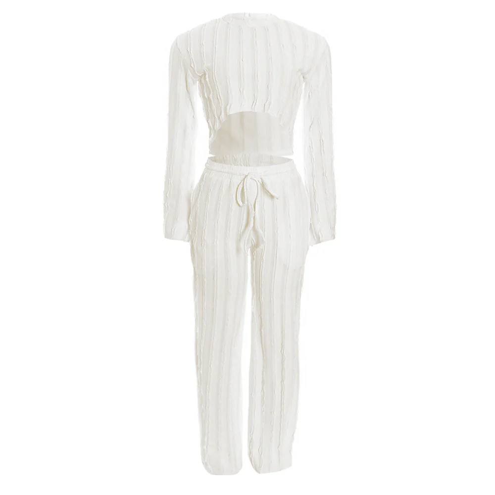 Long sleeve crewneck crop pant set