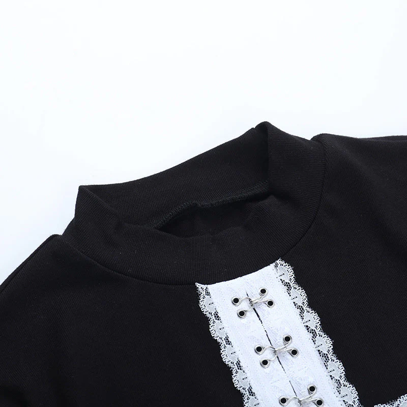 Long sleeve crewneck cross pattern top - Image 7