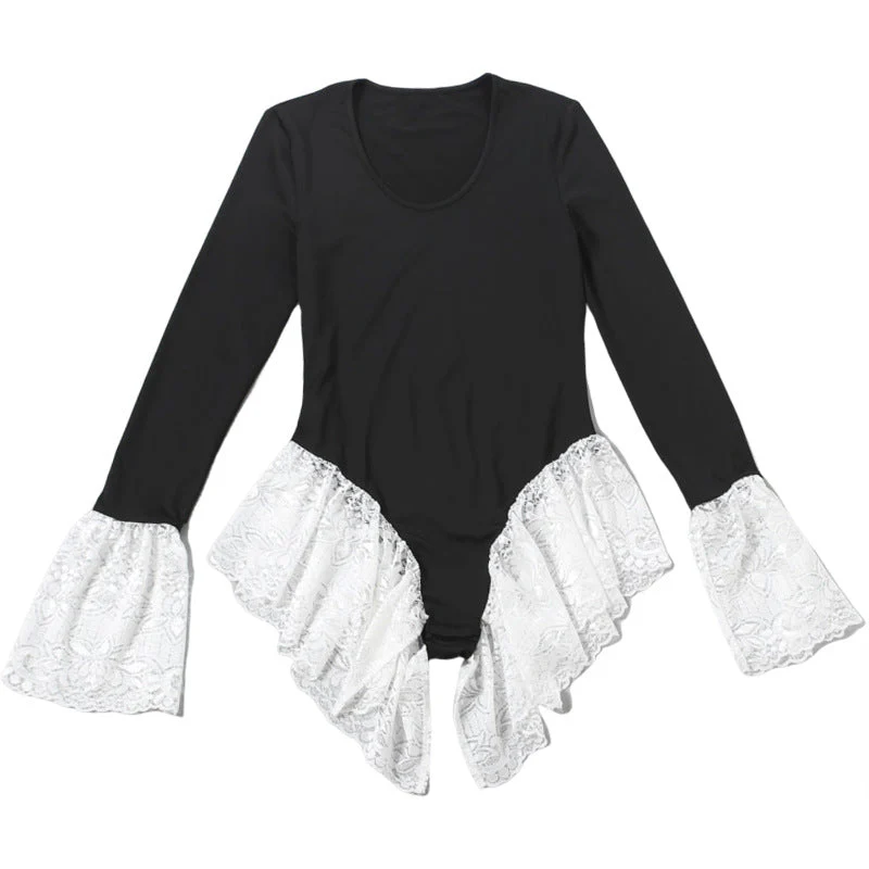 Long sleeve crewneck lace hem bodysuit - Image 5