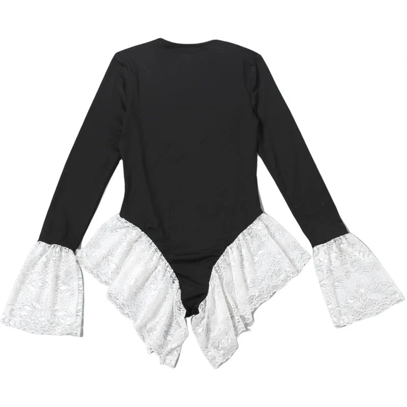 Long sleeve crewneck lace hem bodysuit - Image 6