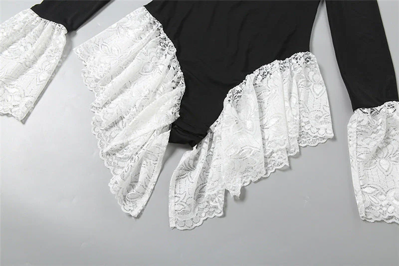 Long sleeve crewneck lace hem bodysuit - Image 8