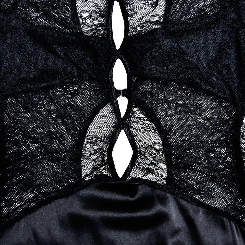 Long sleeve crewneck lace hollow out high slit maxi dress - Image 4