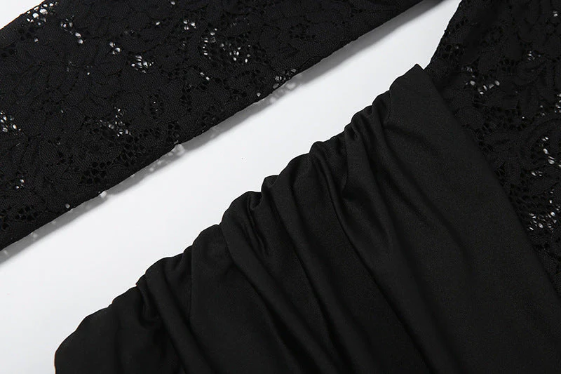 Long sleeve crewneck lace irregular maxi dress - Image 6