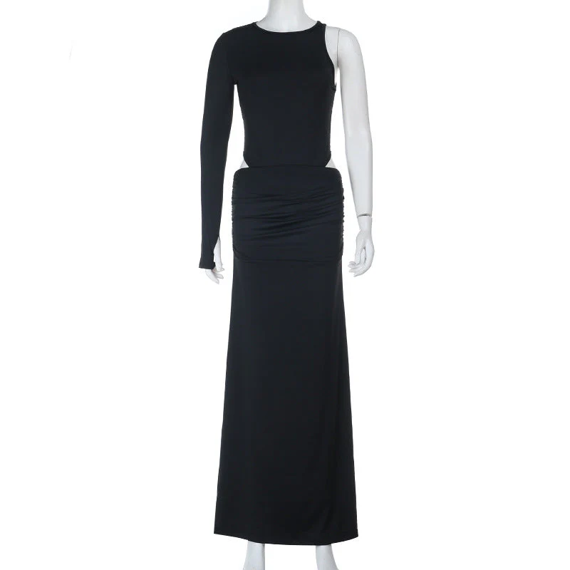 Long sleeve crewneck lace maxi skirt set - Image 5