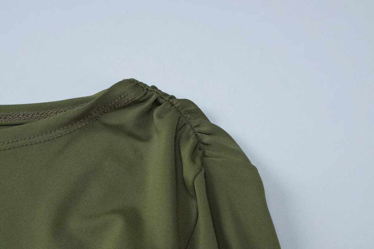 Long sleeve crewneck ruched solid maxi dress - Image 8