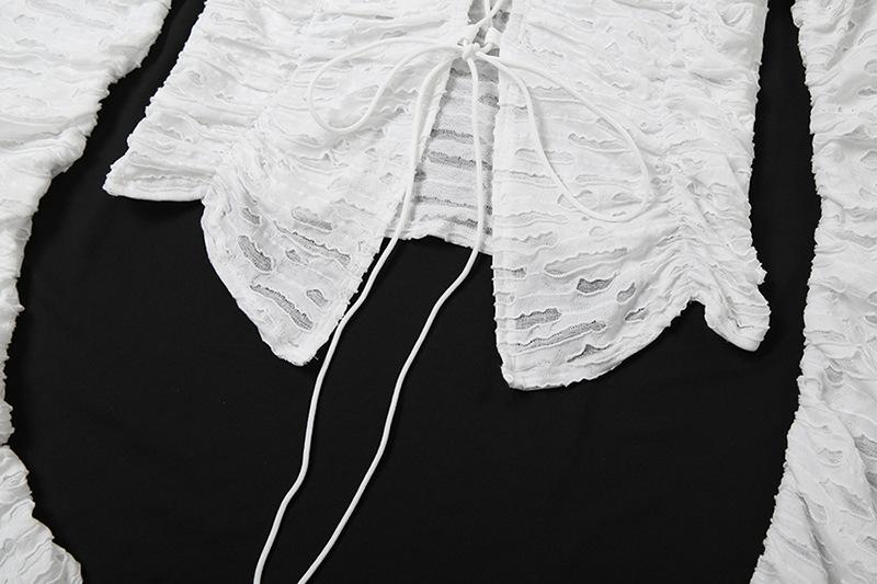 Long sleeve cross front textured top - Image 8
