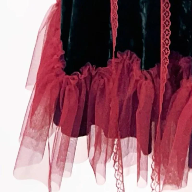 Long sleeve flower applique ruffle feather maxi dress - Image 4