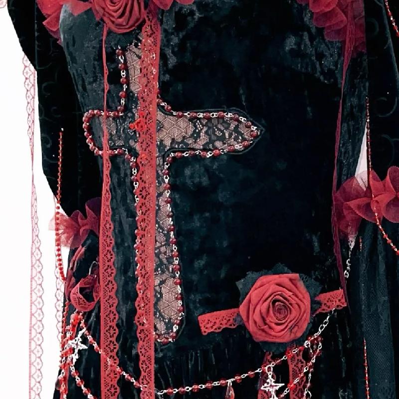 Long sleeve flower applique ruffle feather maxi dress - Image 5