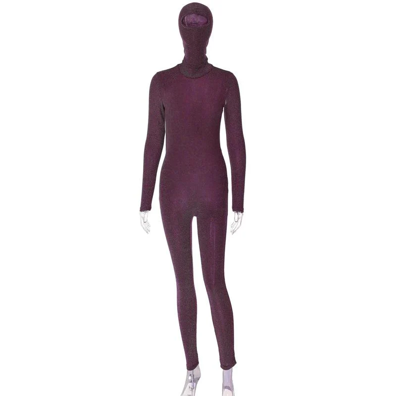 Long sleeve glitter hoodie hollow out jumpsuit - Image 2