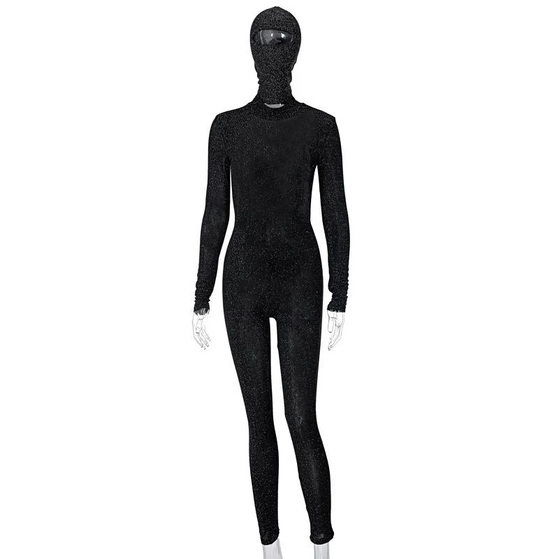 Long sleeve glitter hoodie hollow out jumpsuit - Image 3